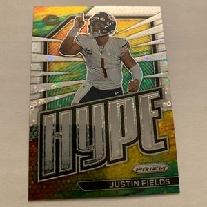 2022 Panini Prizm Justin Fields No Huddle Disco Hype #H-5 Chicago Bears